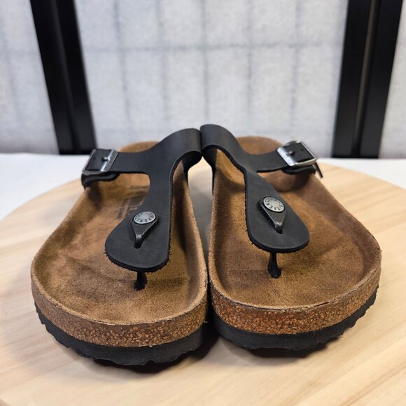 Birkenstock Gizeh Black Oiled Leather Thong Sandals Women EU 39/ US 8 - Picture 4 of 13